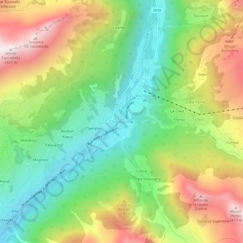 Topografisk kort Champoluc, højde, terræn