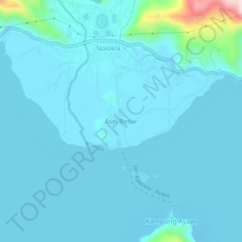 Topografisk kort Asei Besar, højde, terræn