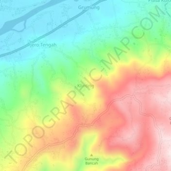 Topografisk kort Klinting, højde, terræn