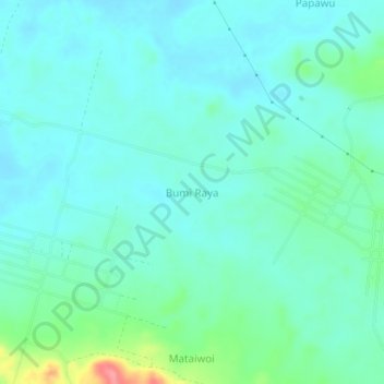 Topografisk kort Bumi Raya, højde, terræn