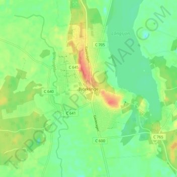 Topografisk kort Björklinge, højde, terræn