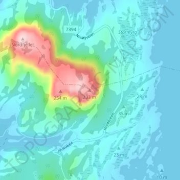 Topografisk kort Krona, højde, terræn