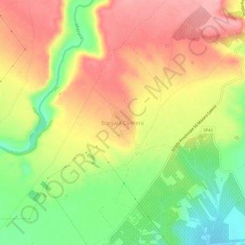 Topografisk kort Borgata Costiera, højde, terræn