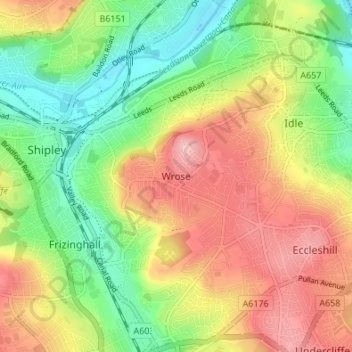 Topografisk kort Wrose, højde, terræn