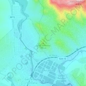 Topografisk kort Cerro Ceferino, højde, terræn