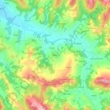 Topografisk kort Mereta, højde, terræn