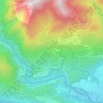 Topografisk kort Ungiasca, højde, terræn