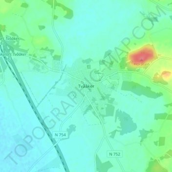 Topografisk kort Tvååker, højde, terræn