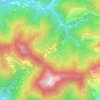 Topografisk kort Farnocchia, højde, terræn