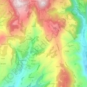 Topografisk kort Fane, højde, terræn