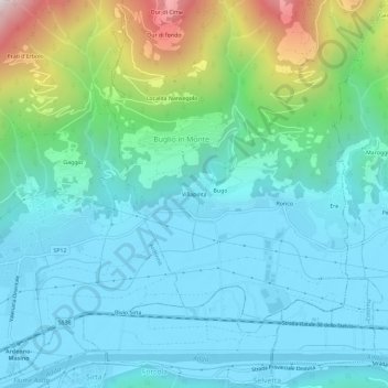 Topografisk kort Villapinta, højde, terræn