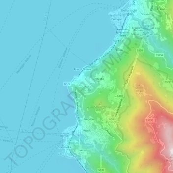 Topografisk kort Gittana, højde, terræn