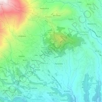 Topografisk kort Cascina Emilia, højde, terræn