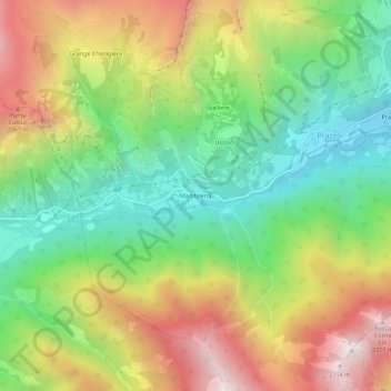 Topografisk kort Maddalena, højde, terræn