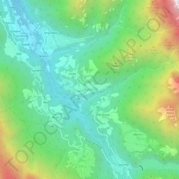 Topografisk kort Raossi, højde, terræn