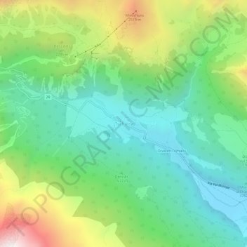 Topografisk kort Cierfs, højde, terræn