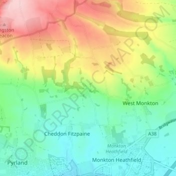 Topografisk kort Gotton, højde, terræn