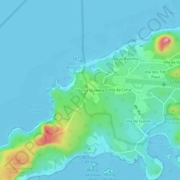 Topografisk kort Vila da Quixaba, højde, terræn