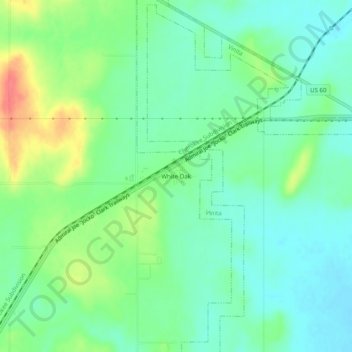 Topografisk kort White Oak, højde, terræn