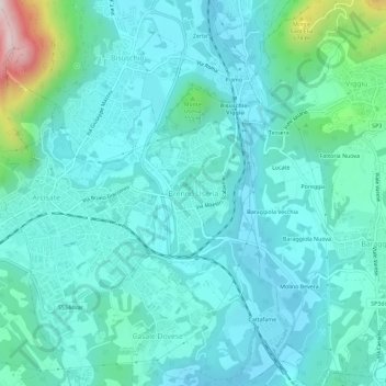 Topografisk kort Brenno Useria, højde, terræn