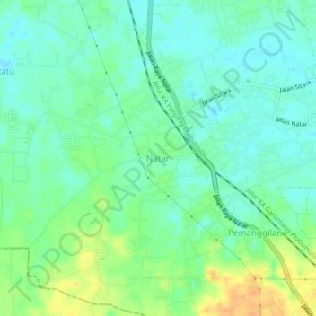 Topografisk kort Natar, højde, terræn