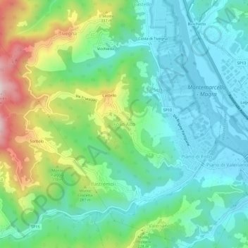 Topografisk kort Follo Alto, højde, terræn