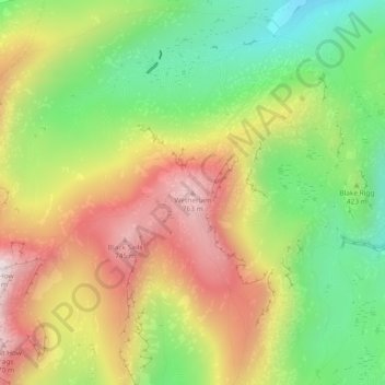 Topografisk kort Wetherlam, højde, terræn