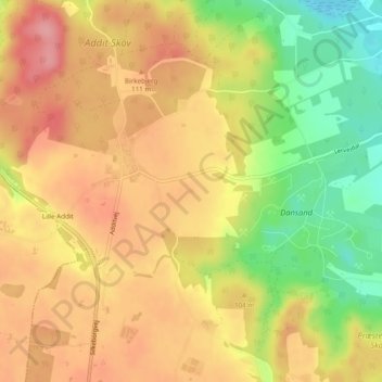 Topografisk kort Kongens Høj, højde, terræn