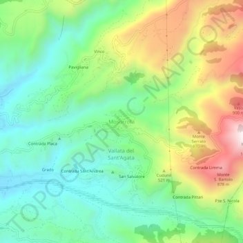 Topografisk kort Mosorrofa, højde, terræn