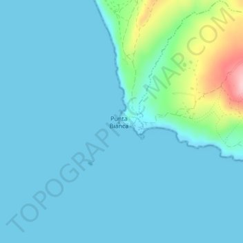 Topografisk kort Punta Bianca, højde, terræn