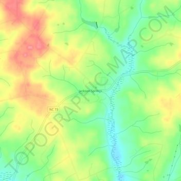Topografisk kort Jackson Springs, højde, terræn