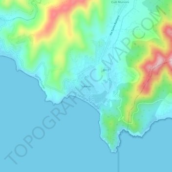 Topografisk kort Solanas, højde, terræn