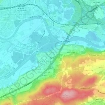 Topografisk kort Prossowitsch, højde, terræn