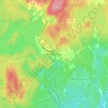 Topografisk kort Riddarhyttan, højde, terræn