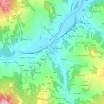Topografisk kort Perino, højde, terræn