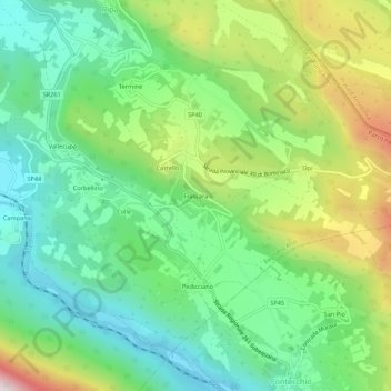 Topografisk kort Frascara, højde, terræn
