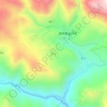 Topografisk kort Yaha, højde, terræn