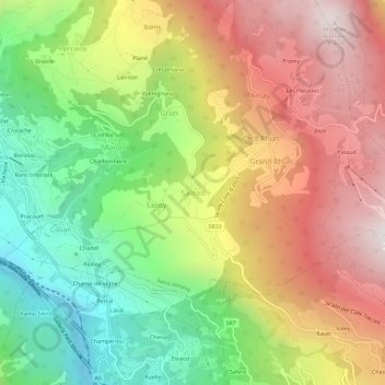 Topografisk kort Salirod, højde, terræn