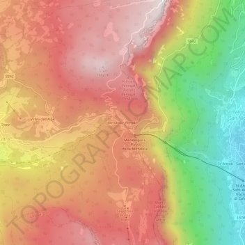 Topografisk kort Mendola, højde, terræn
