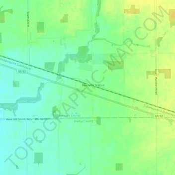 Topografisk kort Carrollton, højde, terræn