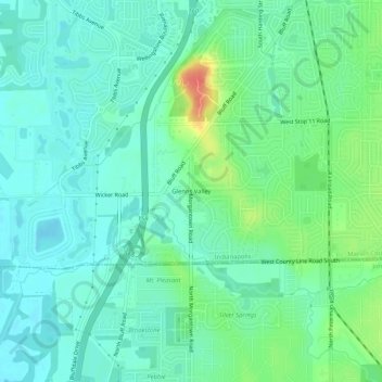 Topografisk kort Glenns Valley, højde, terræn