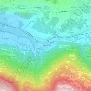 Topografisk kort Boffetto, højde, terræn