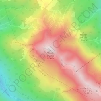 Topografisk kort Monte Cusna, højde, terræn