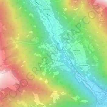 Topografisk kort Comasine, højde, terræn