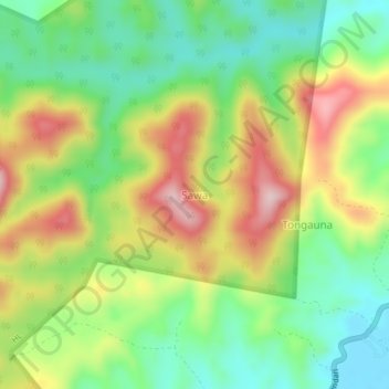 Topografisk kort Sawa, højde, terræn