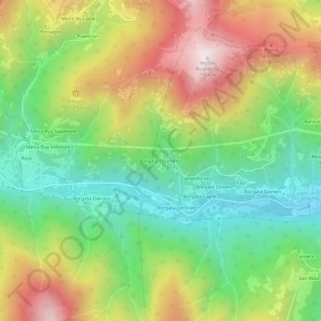 Topografisk kort Borgata Chiaronto, højde, terræn