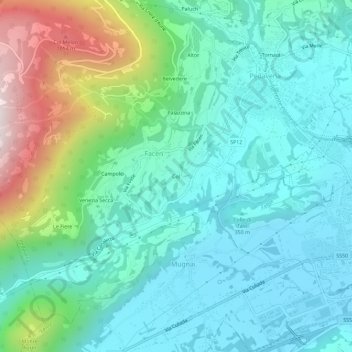 Topografisk kort Col, højde, terræn