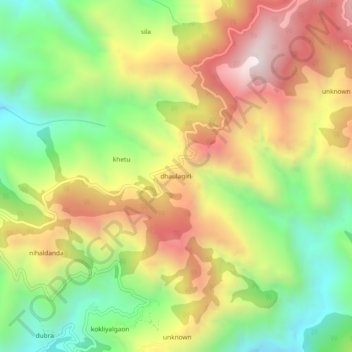 Topografisk kort dhaulagiri, højde, terræn