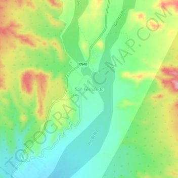Topografisk kort San Fernando, højde, terræn