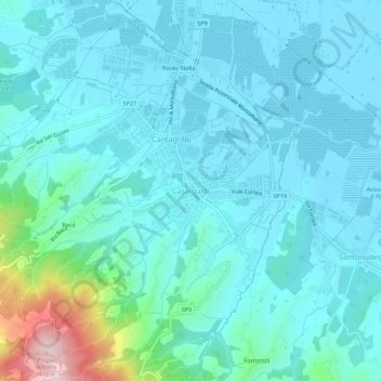 Topografisk kort Casalguidi, højde, terræn